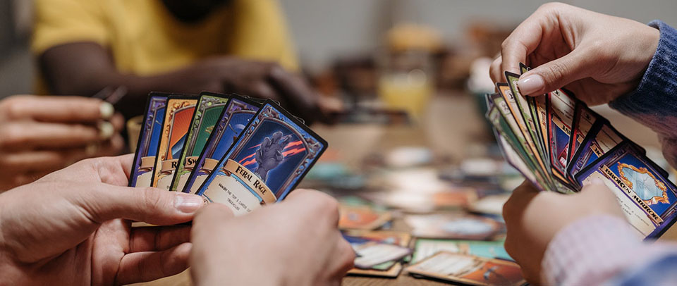 Friends playing a card game