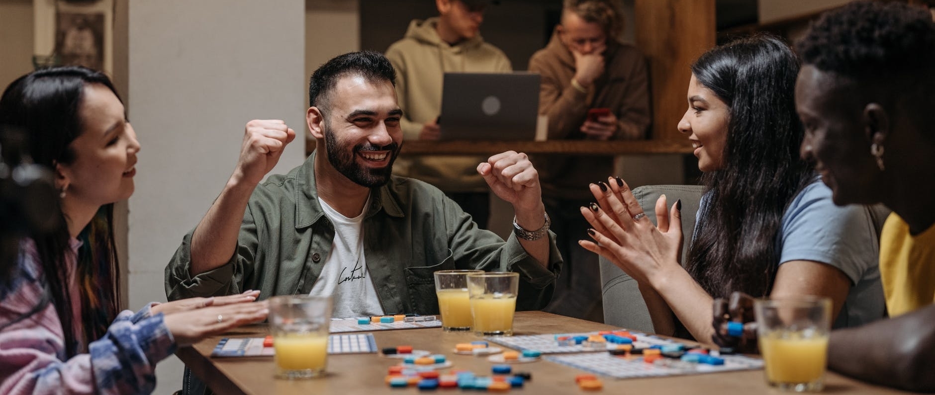 Friends playing a board game