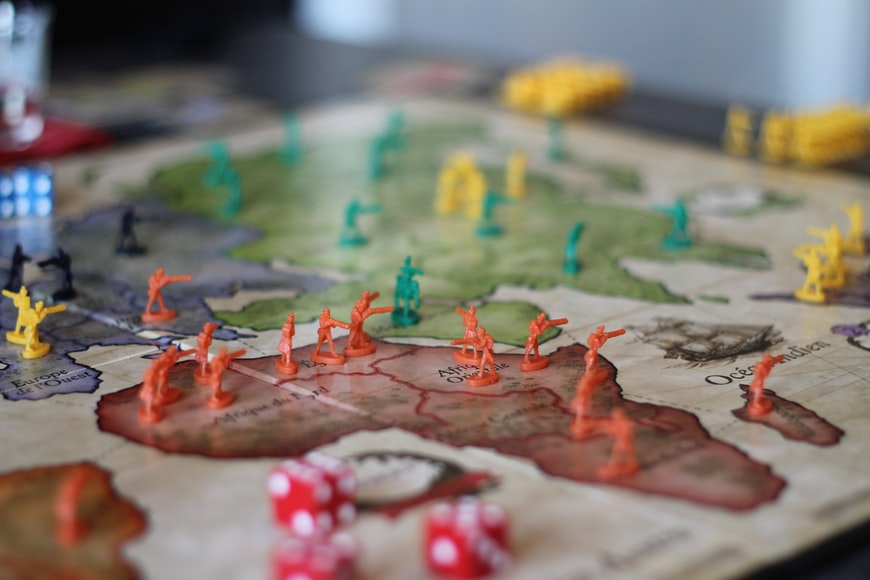 The board of a Risk, a board game