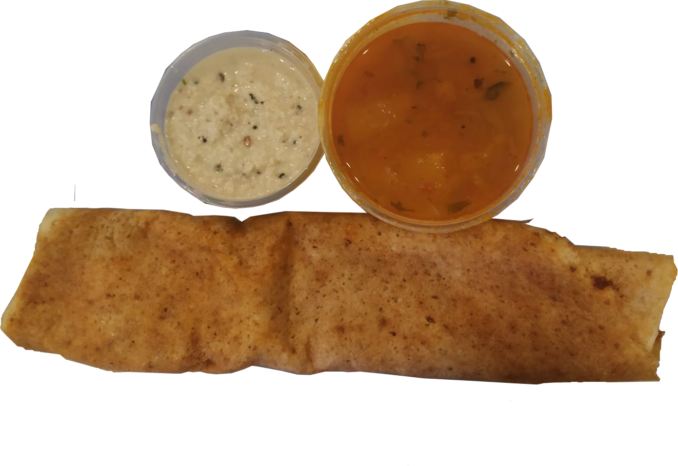 A dosa from Poornima on a plate