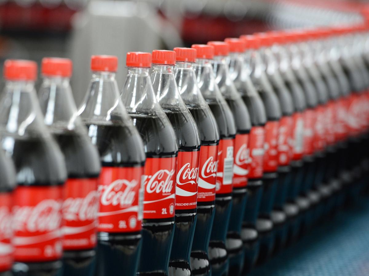 Plastic Coca-Cola bottles in production