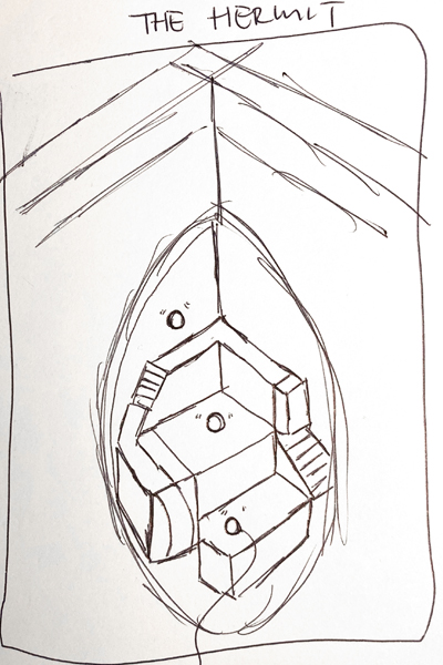 This is the Hermit card that Aiyo drew - it is a room that has multiple levels with soul orbs created throughout