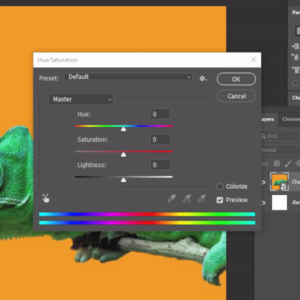 Hue slider Photoshop