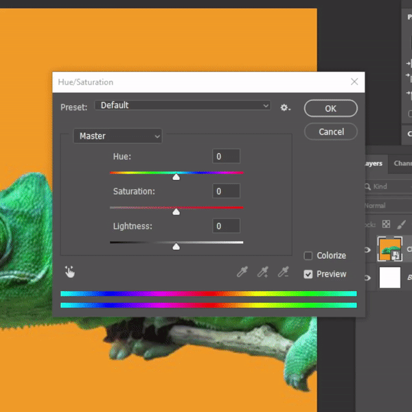 Saturation slider Photoshop