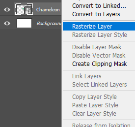 Rasterize Photoshop layer