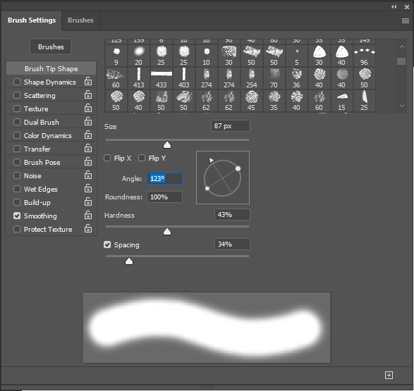 Photoshop Brush Settings window